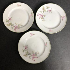 Hutschenreuther Turvel 6" Bread Plates Pink Flowers Dogwood Set of 3